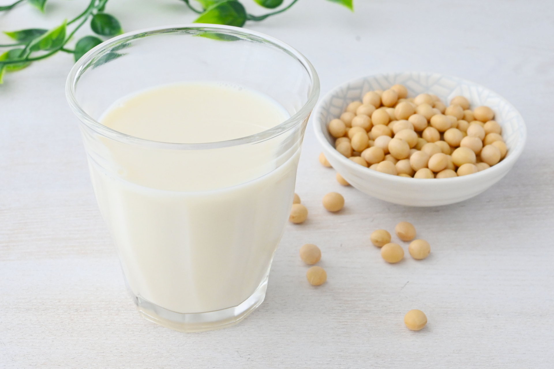 豆乳と牛乳を並べた比較イメージ