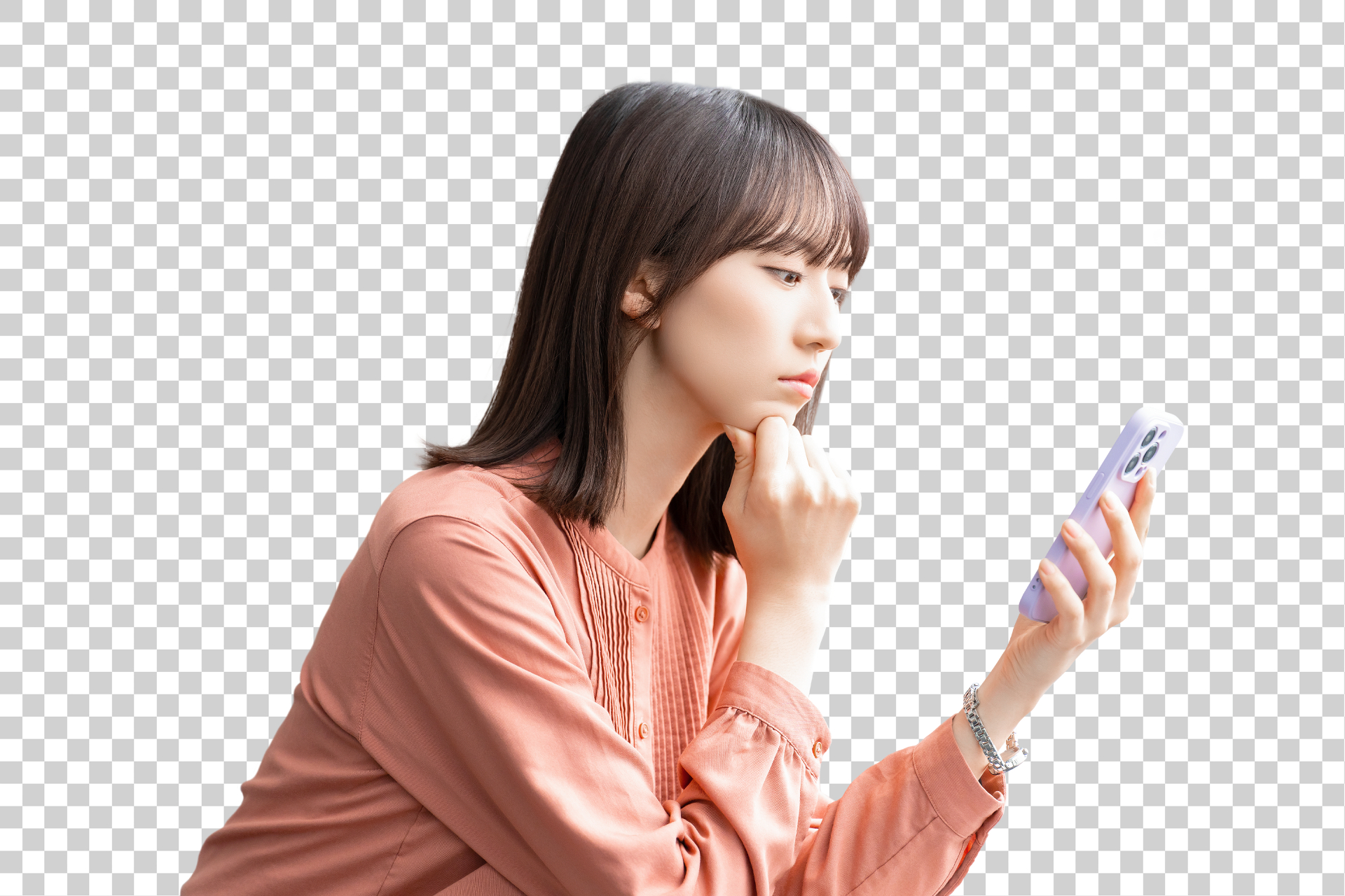 疑問を思い浮かべる女性