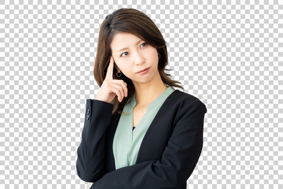 疑問を思い浮かべる女性のイメージ